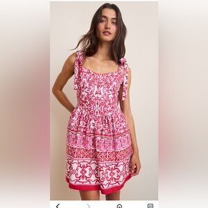 Francesca's Rosalie Mood boosting Tile Print Mini Dress, Femenine Mediterranean